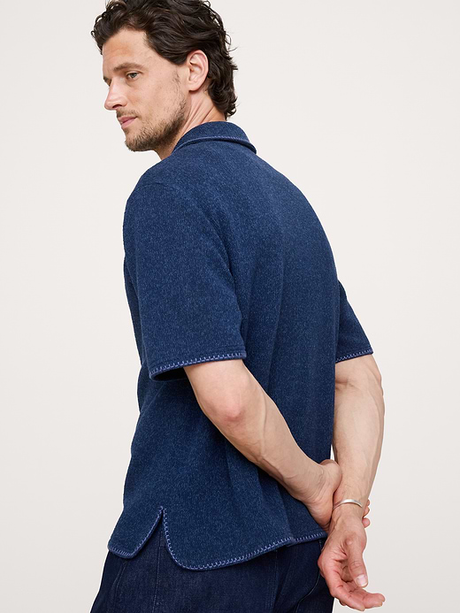 Banana Republic Marled Resort Shirt With Blanket Stitch — photo 3