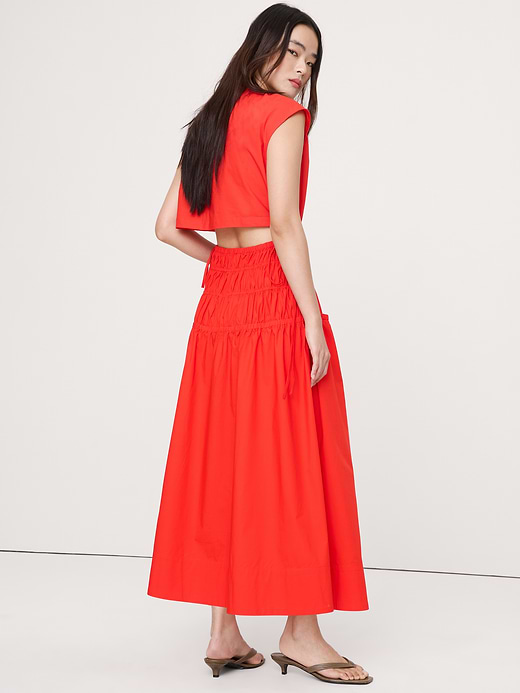 Banana Republic Smocked Cotton Poplin Maxi Dress with Open Back — photo 3