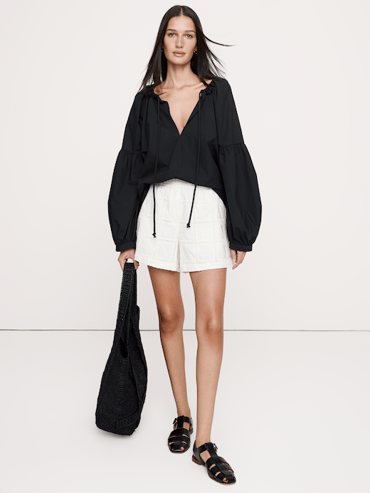 Banana Republic Cotton Poplin Drawstring Top — photo 4
