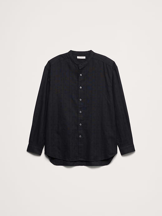 Banana Republic Relaxed-Fit Cotton-Linen Banded-Collar Shirt — photo 5