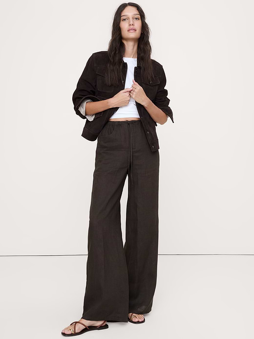 Banana Republic The Studio Wide-Leg Drawstring Pant in Linen — photo 1