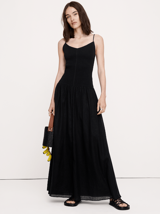 Banana Republic Linen-Cotton Gauze Smocked Maxi Dress — photo 1