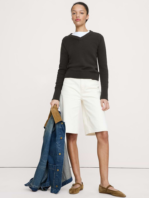 Banana Republic Larkspur Cotton-Silk V-Neck Sweater — photo 4