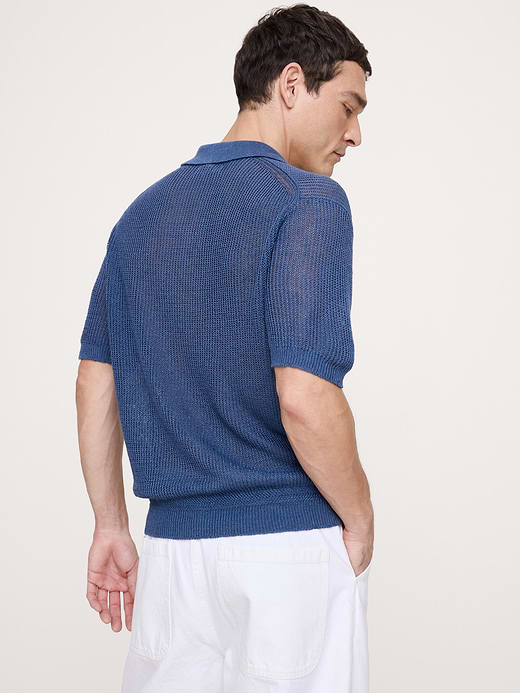 Banana Republic Linen-Cotton Johnny-Collar Sweater Polo — photo 3