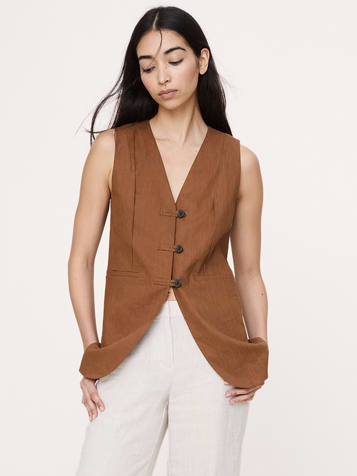 Banana Republic Stretch Linen-Viscose Long Vest — photo 4
