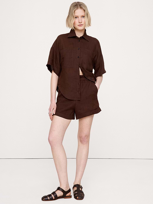 Banana Republic 3.5" Paperbag-Waist Pull-On Linen Short — photo 1