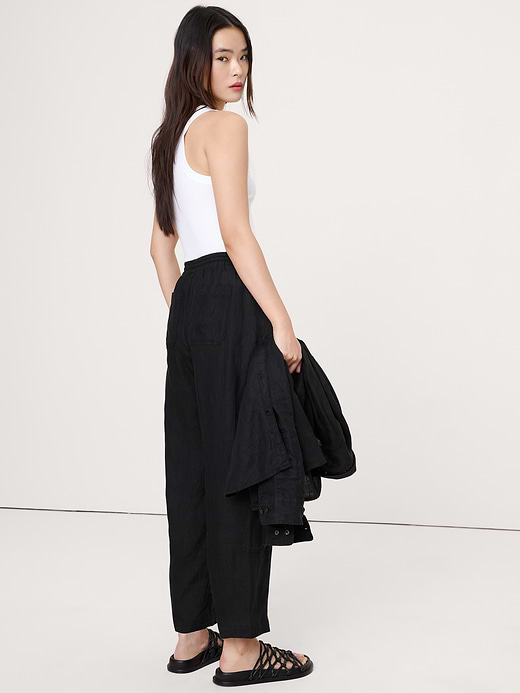 Banana Republic Barrel-Leg Linen Pull-On Pant — photo 3