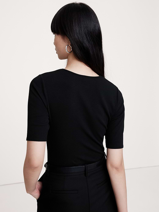 Banana Republic Ribbed Elbow-Sleeve T-Shirt — photo 3