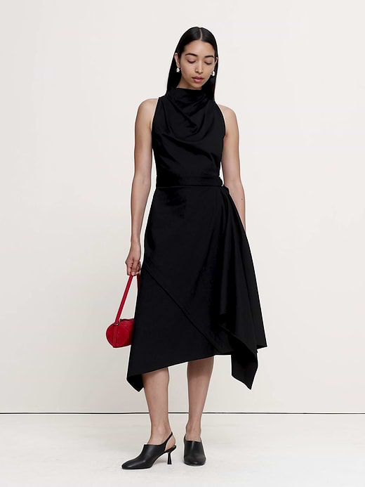 Banana Republic Stretch-Cotton Cowl-Neck Midi Dress — photo 5