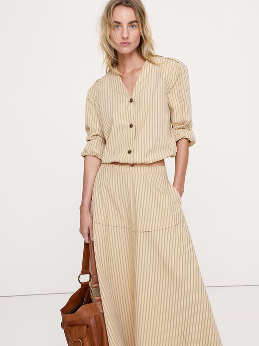 Banana Republic Cotton Poplin Bubble-Hem Shirt — photo 1