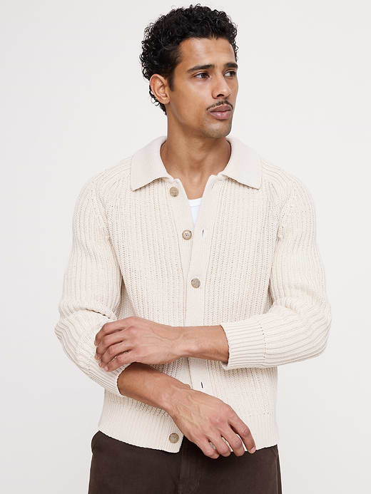 Banana Republic Cotton Ribbed Polo Cardigan — photo 1