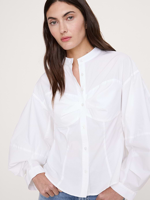 Banana Republic Cotton Poplin Balloon-Sleeve Shirt — photo 1