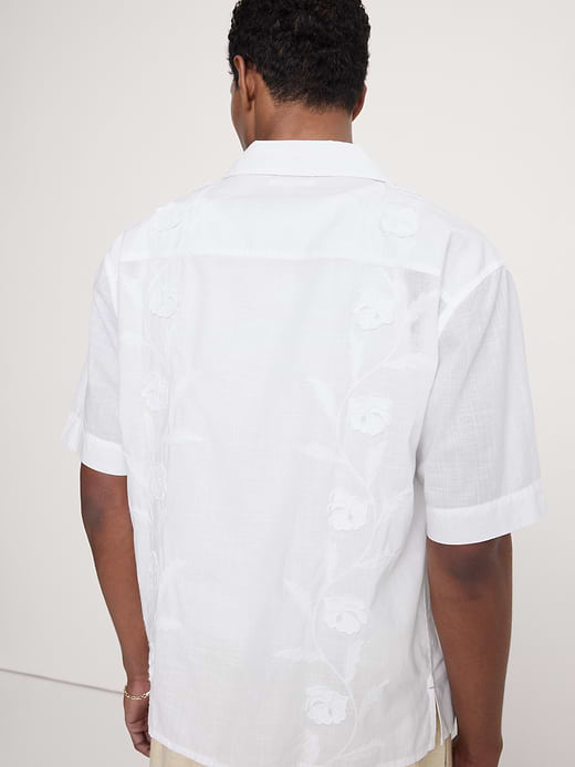 Banana Republic Relaxed-Fit Embroidered Cotton Resort Shirt — photo 3