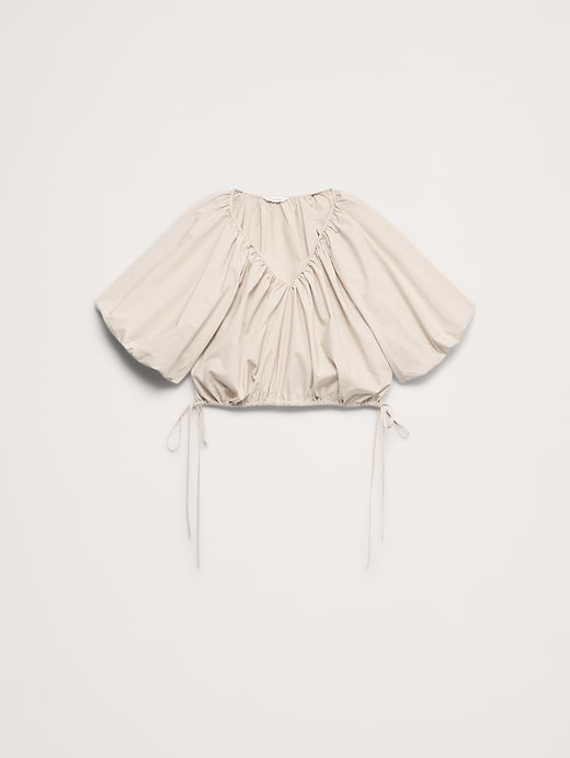 Banana Republic Cotton Poplin Bubble-Hem Cropped Top — photo 5