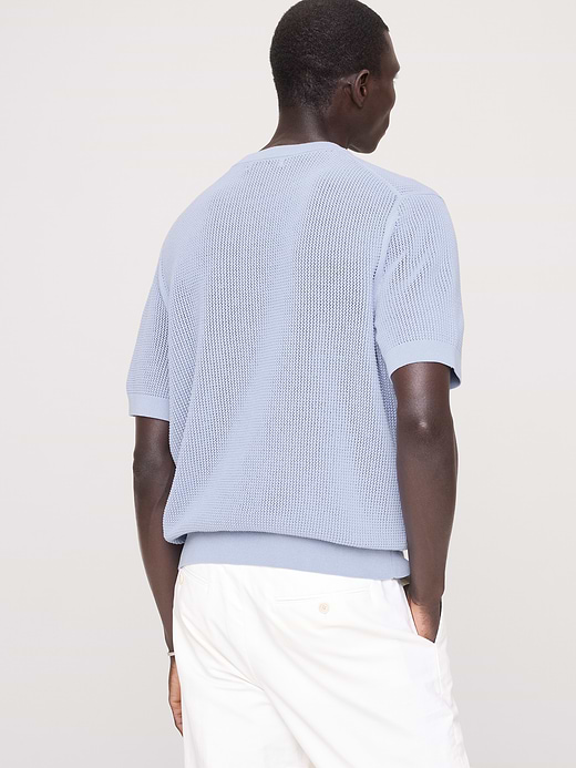 Banana Republic Cotton-Silk Short-Sleeve Henley Sweater — photo 3