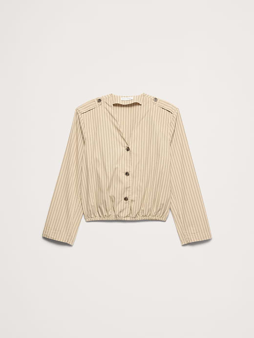Banana Republic Cotton Poplin Bubble-Hem Shirt — photo 6