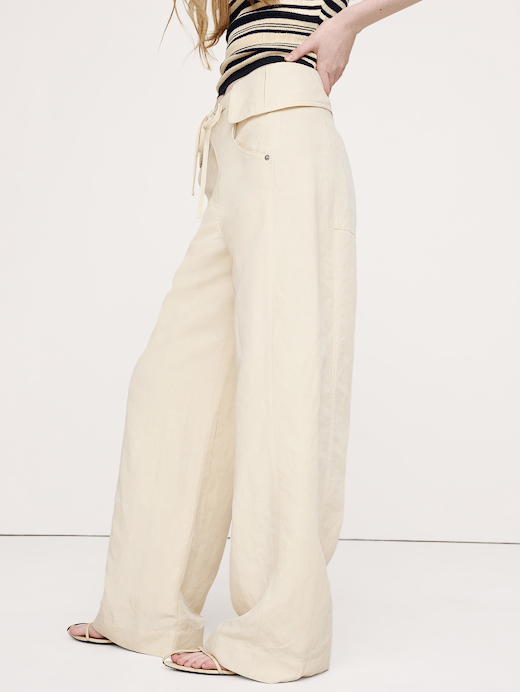 Banana Republic Wide-Leg TENCEL™-Linen Pant with Foldover Waistband — photo 4