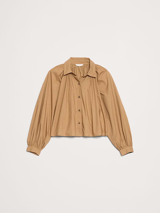 Banana Republic Cotton Poplin Balloon-Sleeve Shirt — photo 5