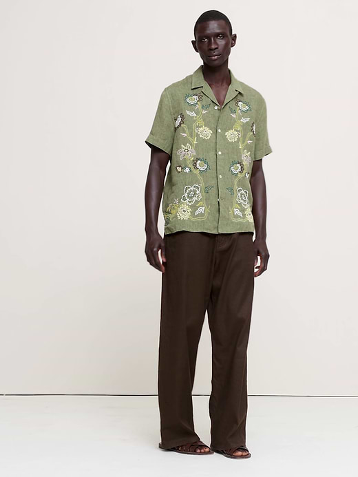 Banana Republic Standard-Fit Embroidered Linen Resort Shirt — photo 7