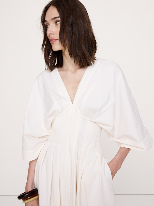 Banana Republic Stretch-Cotton Pleated Maxi Dress — photo 4