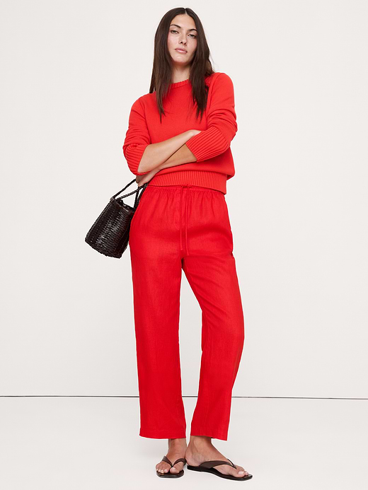 Banana Republic The Getaway Straight-Leg Pull-On Pant in Linen — photo 6
