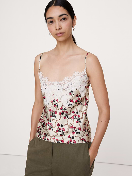 Banana Republic Stretch-Satin Lace-Trim Camisole — photo 4