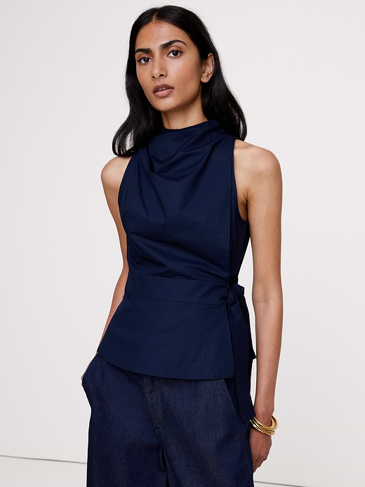 Banana Republic Cotton Poplin Cowl-Neck Tank — photo 1