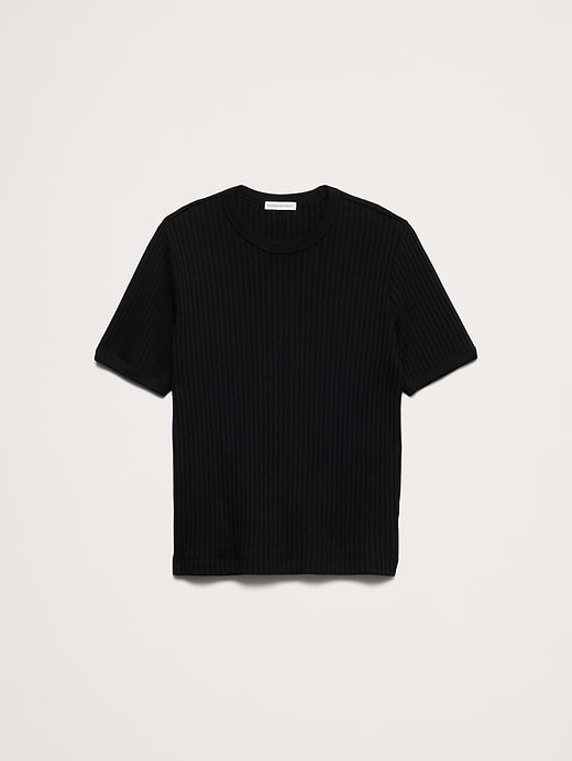 Banana Republic Ribbed Stretch-Cotton Crew-Neck T-Shirt — photo 5