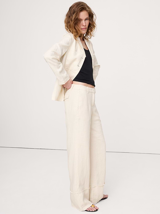 Banana Republic The Everyday Wide-Leg Pant in Fringe-Hem Linen — photo 4