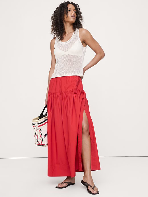 Banana Republic Tiered Cotton Poplin Maxi Skirt — photo 1