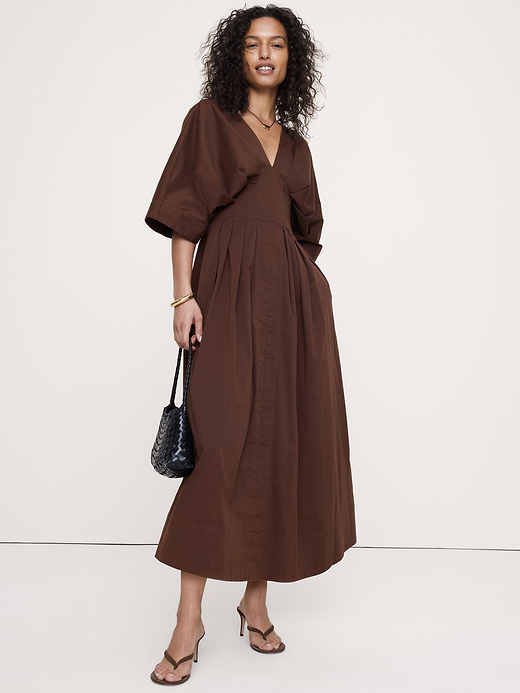 Banana Republic Stretch-Cotton Pleated Maxi Dress — photo 1