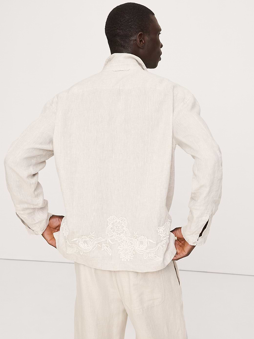 Banana Republic Relaxed-Fit Embroidered Linen Long-Sleeve Resort Shirt — photo 3