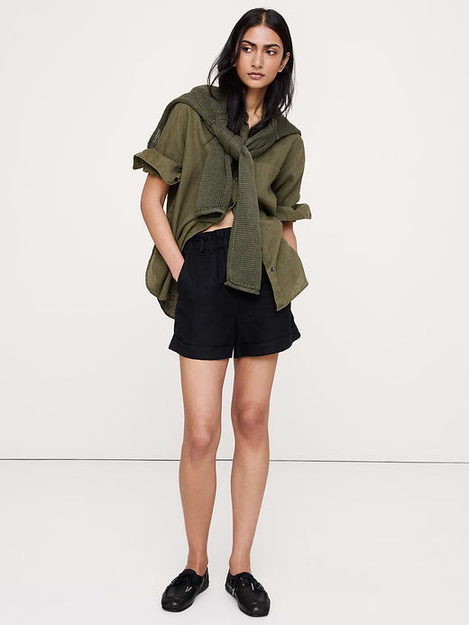 Banana Republic 3.5" Paperbag-Waist Pull-On Linen Short — photo 6