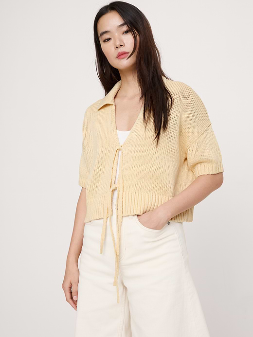 Banana Republic Cotton Tie-Front Polo Cardigan — photo 1