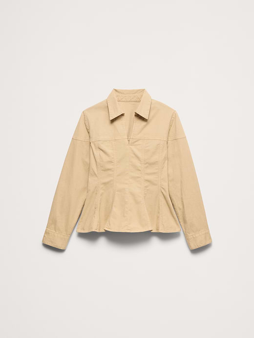 Banana Republic Stretch-Cotton Pleated-Waist Top — photo 5