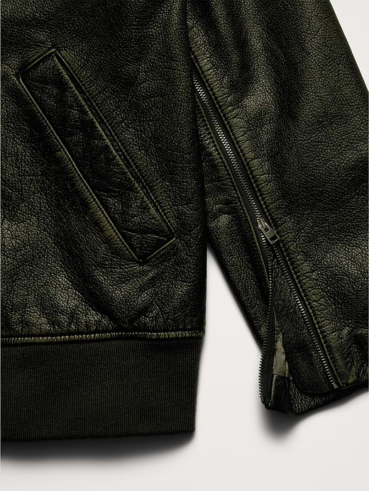 Banana Republic Oversized Distressed Leather Bomber Jacket — photo 7