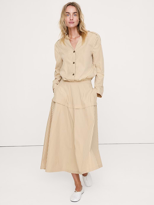 Banana Republic Cotton Poplin Bubble-Hem Shirt — photo 5