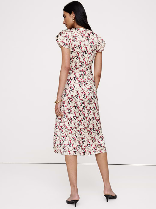 Banana Republic Stretch-Satin Flutter-Sleeve Midi Dress — photo 3