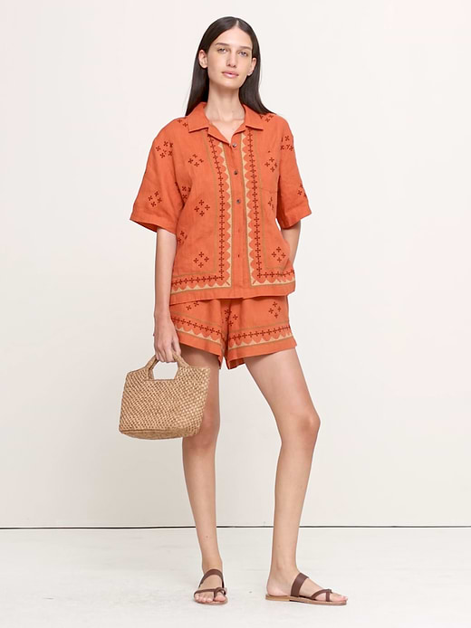 Banana Republic Embroidered Linen 4" Pull-On Short — photo 7