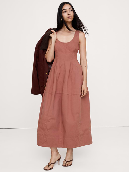 Banana Republic Stretch-Cotton Barrel Midi Dress — photo 1