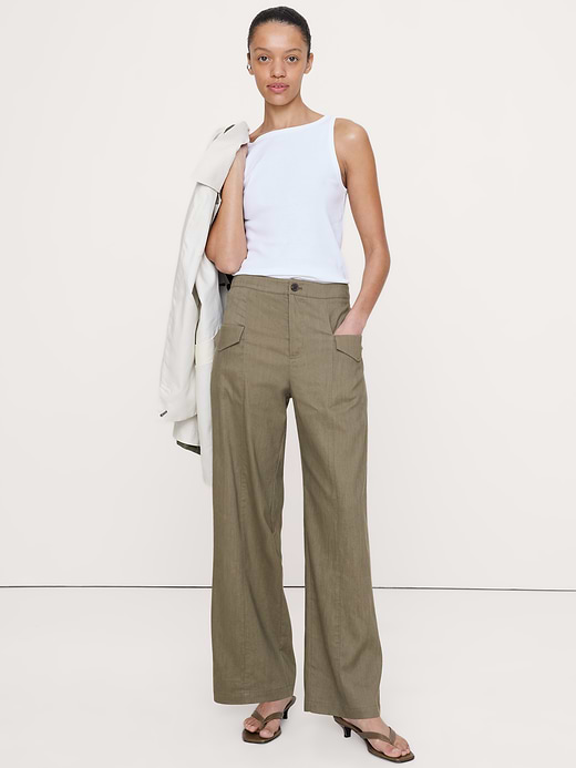 Banana Republic High-Rise Straight Utility Pant in Stretch Linen-Viscose — photo 1