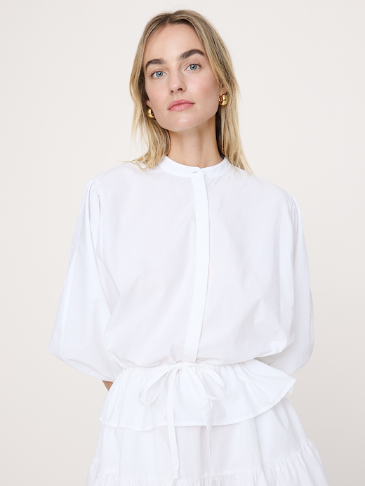 Banana Republic Cotton Poplin Drawstring-Waist Mini Dress — photo 4