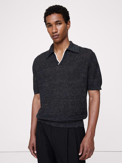 Banana Republic Linen-Cotton Johnny-Collar Sweater Polo — photo 1