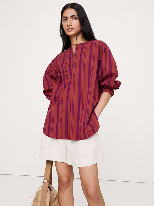Banana Republic Cotton Poplin Collarless Tunic — photo 1