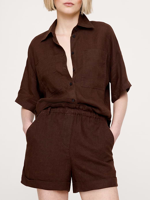 Banana Republic 3.5" Paperbag-Waist Pull-On Linen Short — photo 4