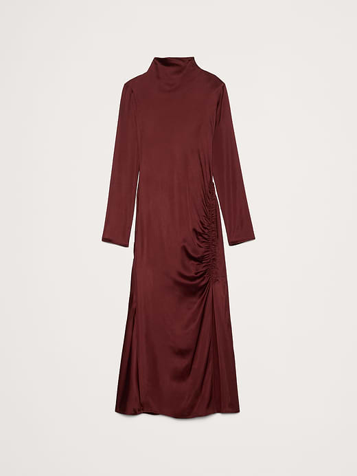 Banana Republic Stretch-Satin Ruched Maxi Dress — photo 5