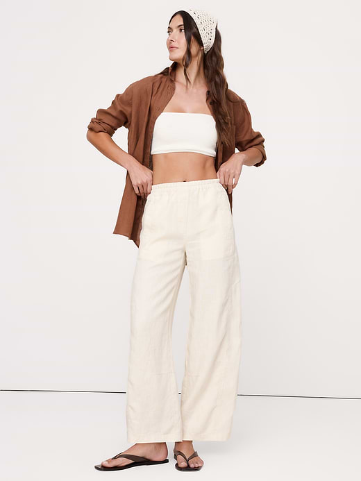 Banana Republic Mid-Rise Relaxed Painter Pull-On Pant in Linen — photo 1