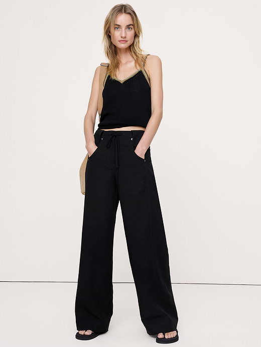 Banana Republic Wide-Leg TENCEL™-Linen Pant with Foldover Waistband — photo 1