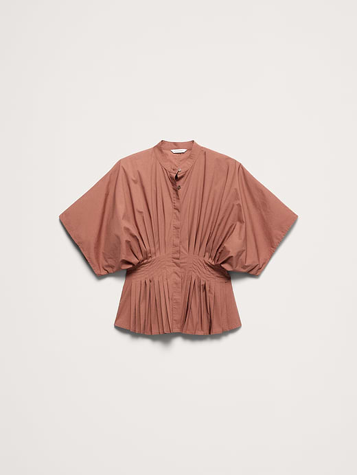 Banana Republic Cotton Poplin Pleated-Waist Top — photo 5