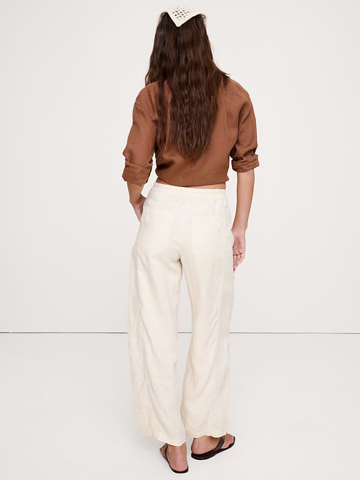 Banana Republic Mid-Rise Relaxed Painter Pull-On Pant in Linen — photo 3